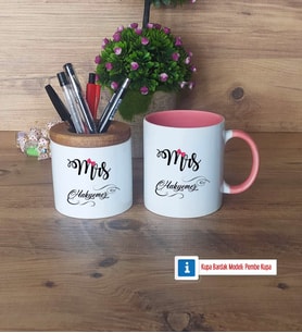 Eşe Hediye Mrs Kalemlik, Kupa Bardak T Kişiye Özel Hediye Yıl Dönümü Hediyesi (Model 9)