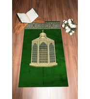 EVDEYA Dijital Baskılı Yıkanabilir Hediyelik Şık Namaz Halısı Seccade 70x130, Seccade-41-gri, (Yeşil)