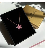 YILDIZ ÇİÇEĞİ KOLYE  - 925 Ayar Gümüş Kolye (Pembe)