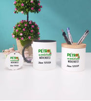 Petrol ve Doğalgaz Mühendisi Kupa Bardak Kırmızı Kalemlik ve Anahtarlık (Model 6)