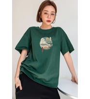 Unisex Neighbor's Ukiyo e Baskılı T-shirt (Yeşil)