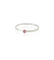Kadir Jewellery 925 Ayar Gümüş Kaplama El İşçiliği Zirkon Taşlı Kadın Kelepçe Bilezik (Pembe)