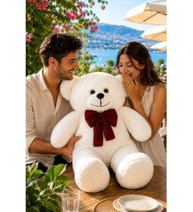 100 Cm Papyonlu Büyük Ayıcık (%100 Yerli) (Beyaz)