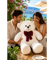 100 Cm Papyonlu Büyük Ayıcık (%100 Yerli) (Beyaz)