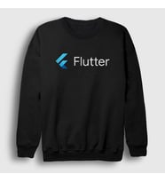Presmono Unisex Beyaz Logo Flutter Yazılım Programlama Sweatshirt 442738tt (Siyah)