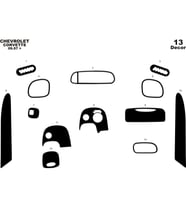 Meriç® Chevrolet Corvette Ön Torpido Kaplama Maun 13 Parça 1997-2005 (Piano Black)