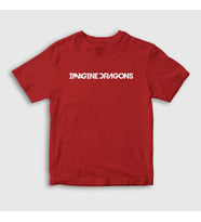 Presmono Unisex Çocuk Beyaz Logo Imagine Dragons T-Shirt 81902tt (Kırmızı)
