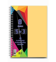 5+3 Ayraçlı Defter 8 Konulu 200 Yaprak 1 Adet 5 Kareli 3 Çizgili Spralli Plastik Kapak Seperatörlü (Krem)