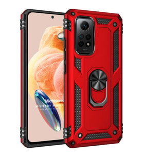 Microsonic Xiaomi Redmi Note 12 Pro 4G Kılıf Military Ring Holder Siyah (Kırmızı)
