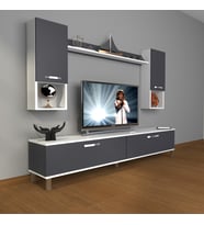 Decoraktiv Eko 5da Mdf Std Krom Ayaklı Tv Ünitesi Tv Sehpası (Beyaz - Antrasit)