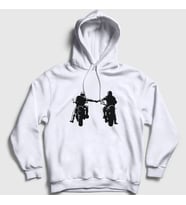Presmono Unisex Gri Biker Brotherhood Hediye Motorcu Kapüşonlu Sweatshirt 457889tt (Beyaz)