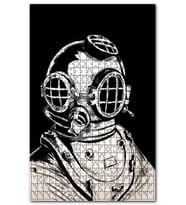 Cakapuzzle Siyah Zeminde Eski Moda Dalgıç Kıyafeti Puzzle Yapboz MDF (Ahşap) (500 Parça)