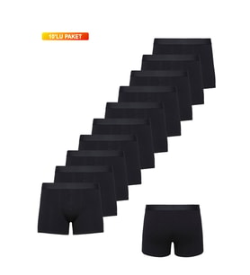 Erkek Premium Boxer 10'lu Pamuklu Likralı (Siyah)