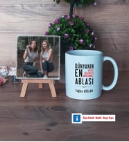 Ablaya Hediye Fotoğraflı Dekoratif Taş, Kupa Bardak Beyaz Hediye (Model 1)
