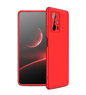 Xiaomi Mi 11T Pro 5G Kılıf 3 Parça Slim Sert Silikon Kapak AYS (Kırmızı)