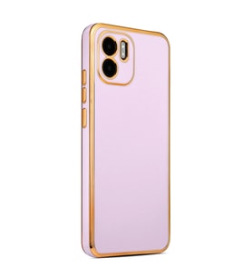Xiaomi Redmi A1 Kılıf Kenarları Gold Kamera Korumalı Renkli Pastel Silikon Siyah BARK (Lila)
