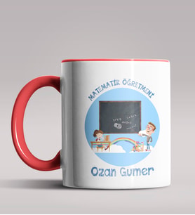 Kişiye Özel Matematik Öğretmeni Tasarımlı Siyah Renk Kupa 13 (Kırmızı)