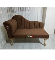 Yeni Model Ultra Lüks Alda Çizgili Josefin Bench Puf (Kahverengi)