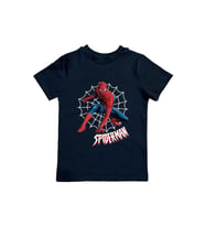 Spiderman baskılı örümcek adam pamuklu penye kumaş yazlık çocuk tişört (Siyah)