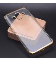 Galaxy J7 Duo Kılıf Dört Köşeli Lazer Silikon Kılıf (Gold)