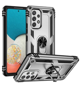 Samsung Galaxy A53 5G Uyumlu Kılıf Standlı Manyetik Yüzüklü Military Magnetic Ring Polycarbonate and TPU Case (Gri)