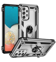 Samsung Galaxy A53 5G Uyumlu Kılıf Standlı Manyetik Yüzüklü Military Magnetic Ring Polycarbonate and TPU Case (Gri)