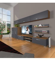 Decoraktiv Eko 8 Mdf Dvd Tv Ünitesi Tv Sehpası (Antrasit - Ceviz)