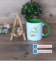 Doğum Günü Hediyesi Kupa Bardak Beyaz ve Fotoğraflı Ahşap Anahtarlık Hediye (Model 14)