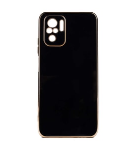 Xiaomi Redmi Note 10S Kılıf Kenarları Gold Kamera Korumalı Renkli Pastel Silikon Açık Yeşil BARK (Siyah)