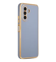 Huawei Nova Y70 Kılıf Kenarları Gold Kamera Korumalı Renkli Pastel Silikon Siyah BARK (Mavi)