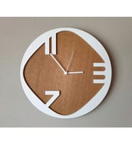 Ahşap Modern Duvar Saati (Beyaz)
