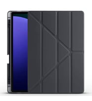Galaxy Tab S9 Plus Kılıf Tri Folding Kalem Bölmeli Standlı Kılıf (Siyah)