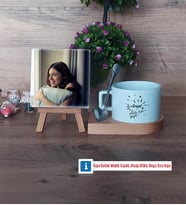 Doğum Günü Hediyesi Fotoğraflı Dekoratif Taş, Kupa Bardak Beyaz Hediye (Model 8)