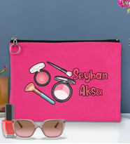 BK Gift Kişiye Özel İsimli-1 Astarlı Portföy Çanta 30x21cm(12 Renk Seçeneği), Baskılı El Çantası, Organizer Çanta (Fuşya)
