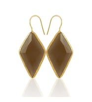 Kadir Jewellery 22 Ayar Altın Kaplama Vintage Küpe -El İşçiliği Ve Hipoalerjenik Küpe (Kahverengi)