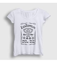 Presmono Kadın Sarı Old Led Zeppelin T-Shirt 96489tt (Beyaz)