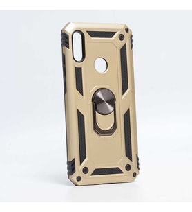 Huawei Honor 8A Uyumlu Kılıf Standlı Manyetik Yüzüklü Military Magnetic Ring Polycarbonate and TPU Case (Gold)
