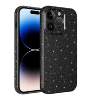 Apple iPhone 14 Pro Max Kılıf Kamera Korumalı Simli Lüks Işıltılı Silikon (Siyah)