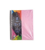 5+3 Ayraçlı Defter 8 Konulu 200 Yaprak 1 Adet 5 Kareli 3 Çizgili Spralli Plastik Kapak Seperatörlü (Pembe)