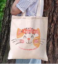 BK Gift Kedi Tasarımlı Kanvas Bez Çanta, Baskılı Omuz Çantası, Alışveriş Çantası, Plaj Çantası, Arkadaşa Hediye (Model 8)