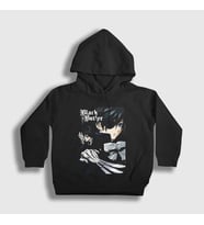 Presmono Unisex Çocuk Beyaz Poster Anime Kuroshitsuji Kapüşonlu Sweatshirt 131361tt (Siyah)