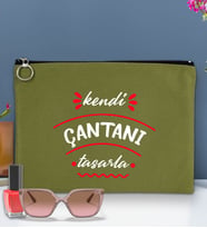 BK Gİft Kişiye Özel Kendin Tasarla Astarlı Portföy Çanta 30x21cm (12 Renk Seçeneğı), Baskılı El Çantası, Organizer Çanta (Yeşil)