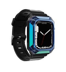Apple Watch 38mm Zore KRD-88 Sert PC Kasa Koruyuculu Silikon Kordon (Mavi)