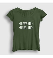 Presmono Kadın Sarı Seni Seviyorum I Love You Katlamalı Gizli Yazılı T-Shirt 343827tt (Haki)