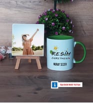 Resim Öğretmeni Fotoğraflı Dekoratif Taş, Kupa Bardak Beyaz Hediye (Model 14)
