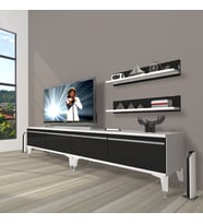 Decoraktiv Eko 220T Mdf Silver Tv Ünitesi Tv Sehpası (Siyah - Beyaz)