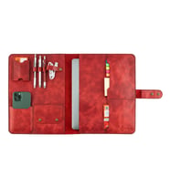 Twingold Kişiye Özel %100 Deri Rainbow Macbook Organizer 11" Antrasit (Kırmızı)