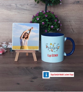 Pedagog Fotoğraflı Dekoratif Taş, Kupa Bardak Beyaz Hediye (Model 3)