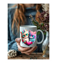Kedi Baskılı 3D Tasarım Seramik Kupa Mug - Hediyelik Kupa Bardak (02)