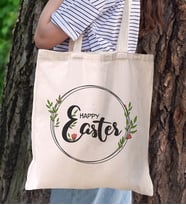 BK Gift Happy Easter Tasarımlı Kanvas Bez Çanta, Baskılı Omuz Çantası, Alışveriş Çantası, Plaj Çantası, Arkadaşa Hediye (Model 9)